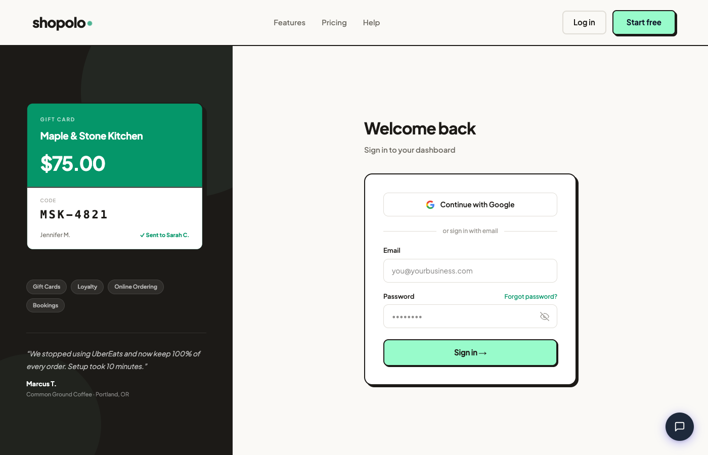 merchant sign-in